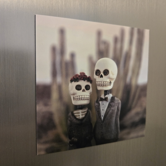 4x4 Original photo Skeleton couple on matte paper with magnet backing. - Picture 2 of 3